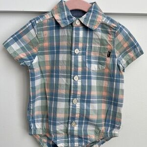 Baby B’Gosh Boy Plaid Short Sleeve Romper